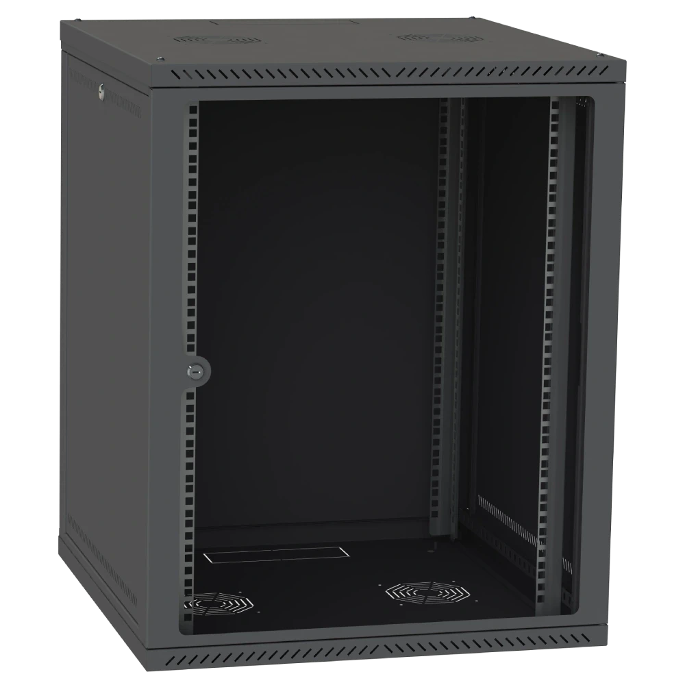 Шафа серверна IPCOM СН-15U скло 600х450 мм RAL9005 (2896958862)