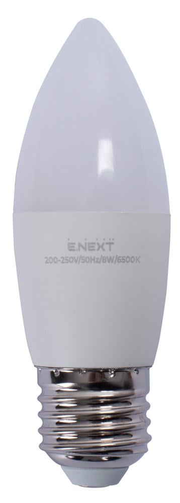 Лампа LED E.NEXT e.LED.lamp.B35.E27.8.6500 8W 220V 800lm 6500K E27 свічка (l0650631)