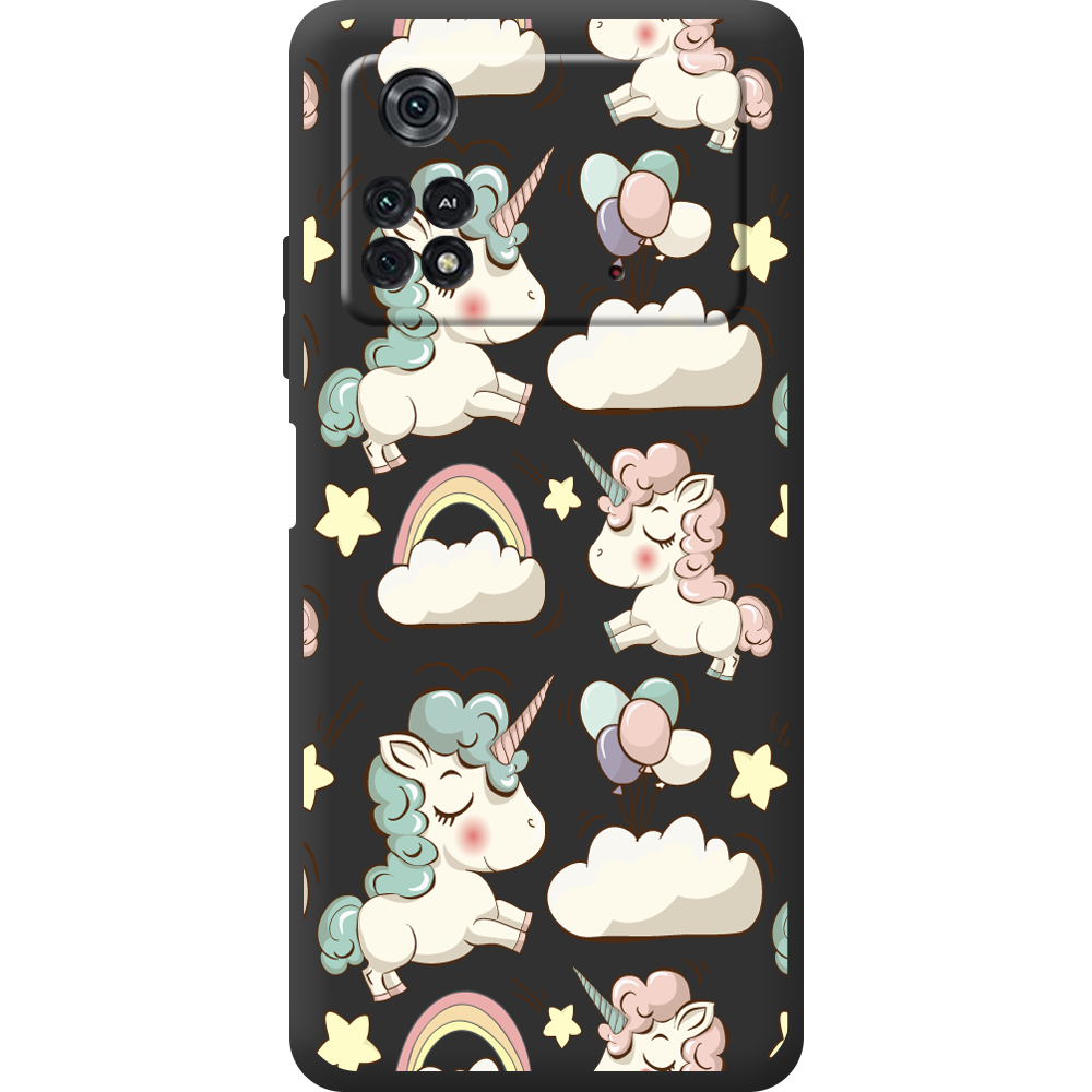Чехол BoxFace Poco M4 Pro 4G Unicorns Черный силикон (44475-cc2-44485)