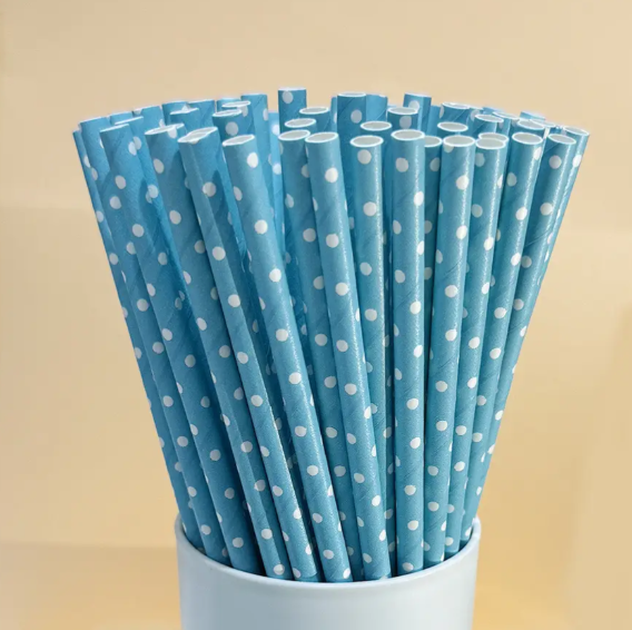 Трубочки коктейльные в горошек 25 шт. 20 см Голубо-белый (2108/16)