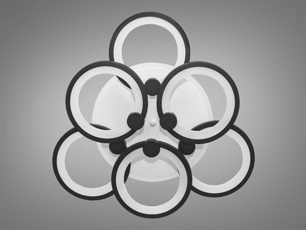 Люстра LED для залу з LED підсвічуванням 8022-3+3BK-LS 85W на 12 м2 Чорний (1870246550) - фото 4