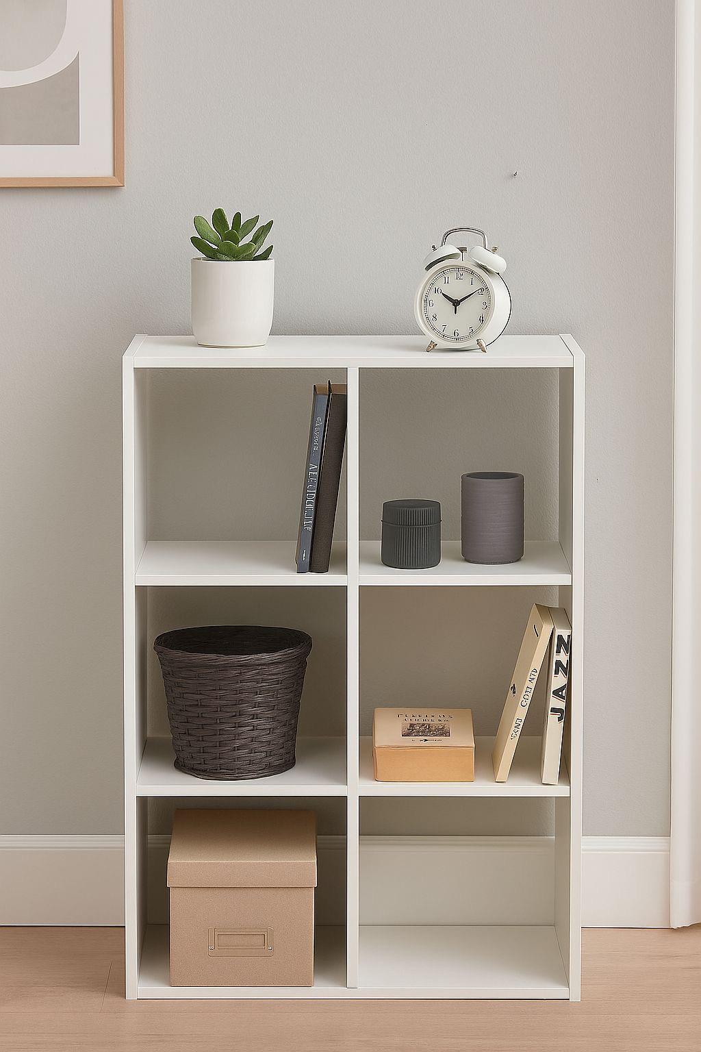 Стелаж настінно-підлоговий модульний MEBLIBUD KUB 3x2 секції Білий - фото 2 Стелаж настінно-підлоговий модульний MEBLIBUD KUB 3x2 секції Білий - фото 2