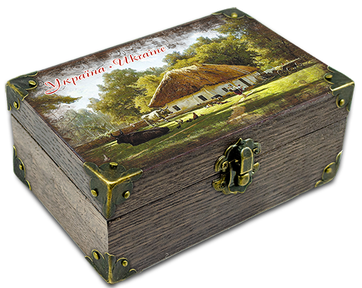 Шкатулка эко декоративная Украина Дом с сельским двором 10х15 см Коричневый (укш02к10х15)