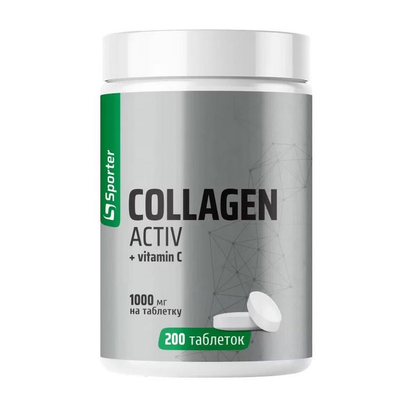 Колаген яловичий з вітаміном C Sporter Collagen Active + Vitamin C 200 табл.
