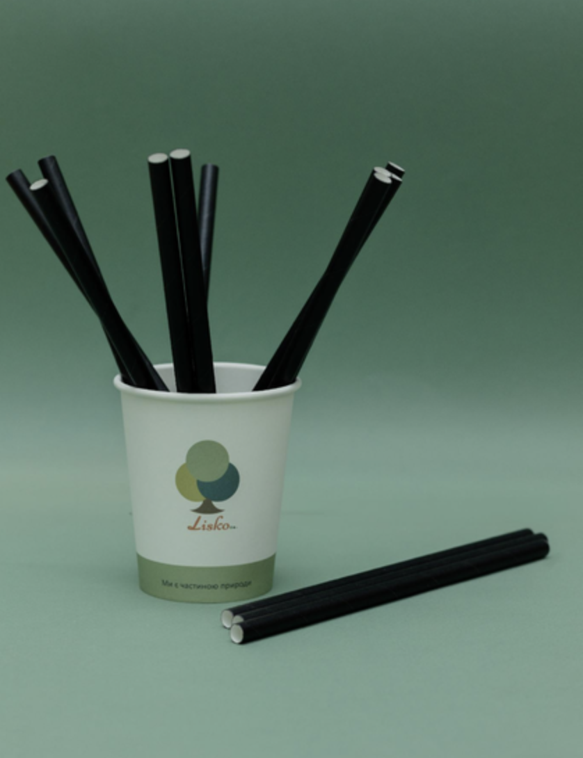 Трубочки бумажные 8х197 мм 100 шт./уп. Черный - фото 3