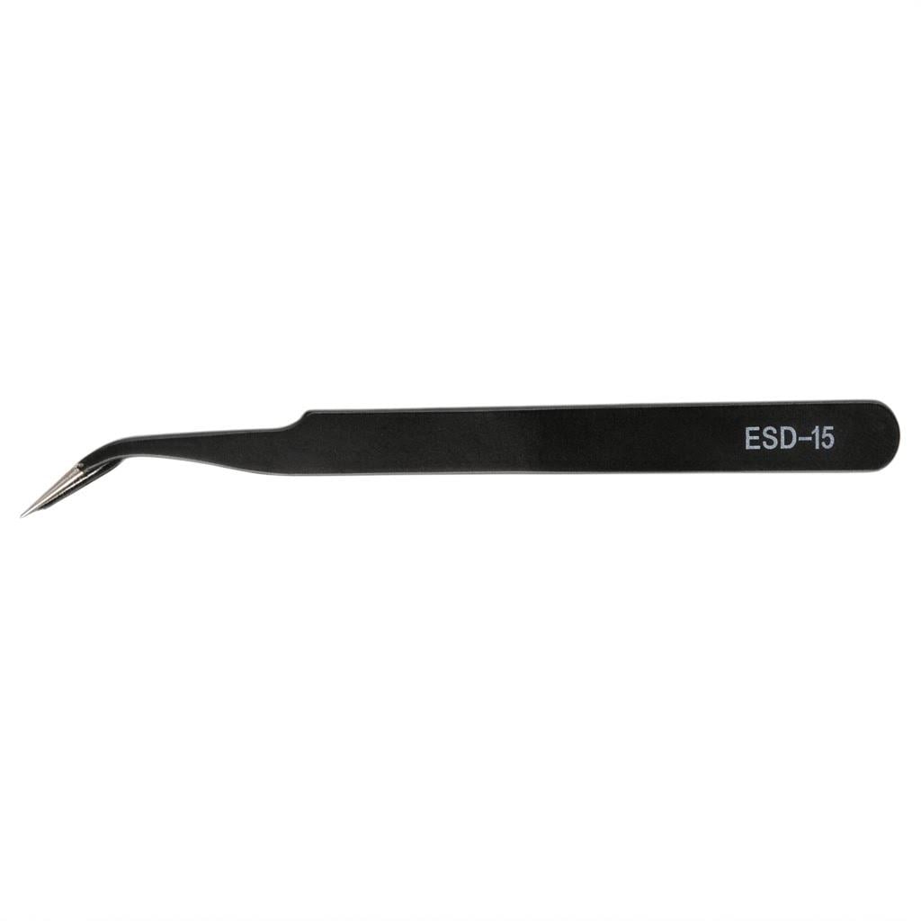 Пинцет изогнутый Tweezers ESD-15 антистатический острый 120 мм (33363385)