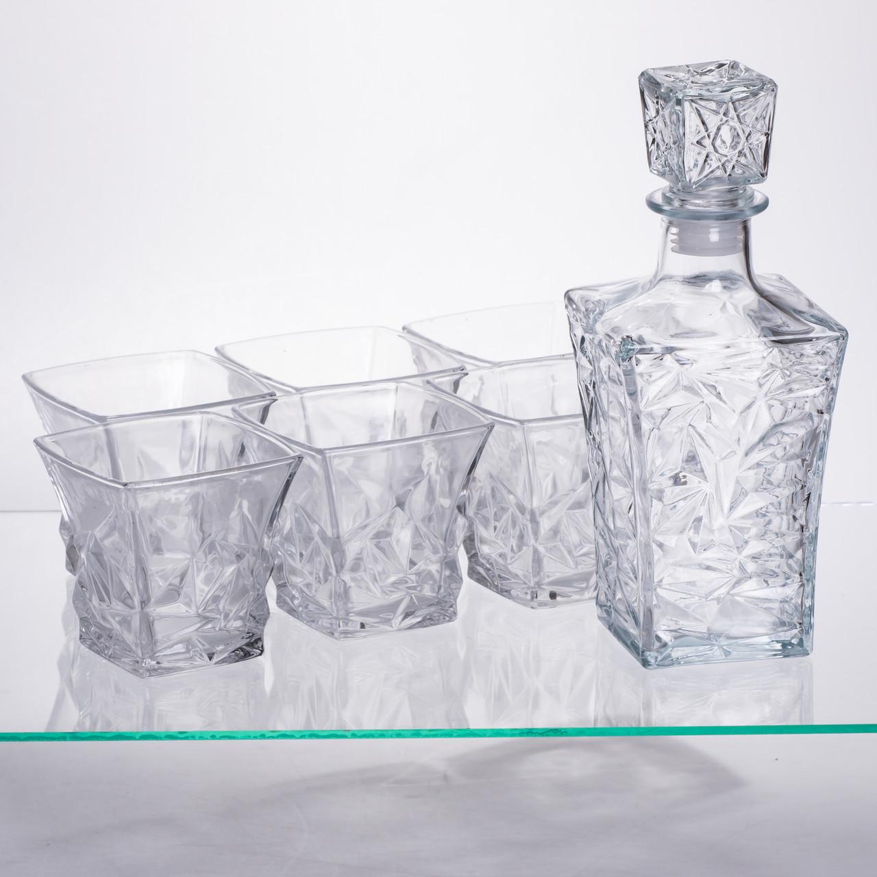 Набір графин для напоїв із товстого скла та склянки 6 шт. Прозорий (64486-26) - фото 4