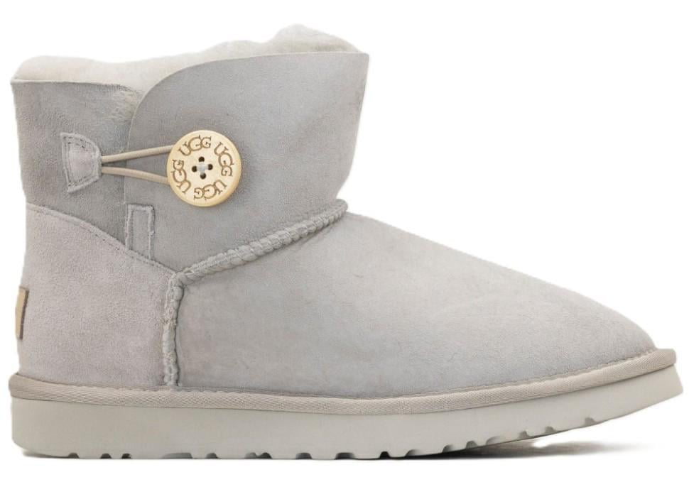 Уггі міні замшеві з гудзиком UGG Bailey Button II Mini Roland Grey Сірий (28566)