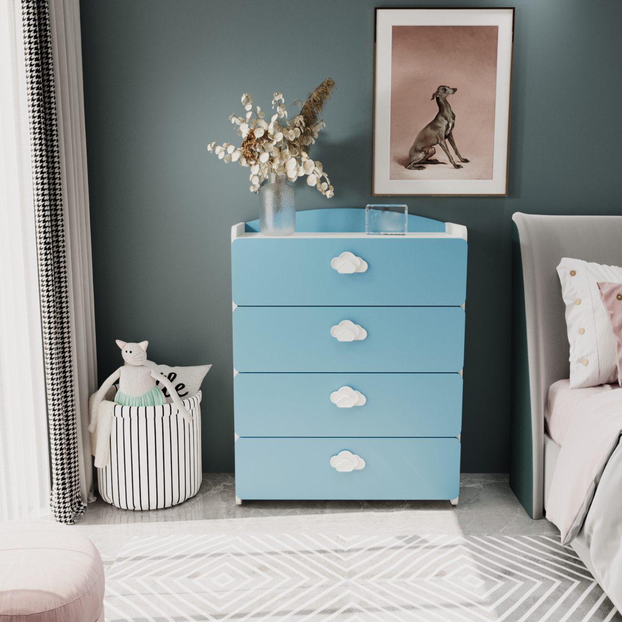 Комод Win Меблі Sunshine МДФ RAL 9003 матовий білий/RAL 5024 блакитний (27766429) - фото 1 Комод Win Меблі Sunshine МДФ RAL 9003 матовий білий/RAL 5024 блакитний (27766429) - фото 1