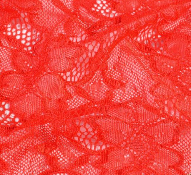Тканина мереживне полотно стрейч в'юнкі квіти ширина 150 см Червоний (11133.004)