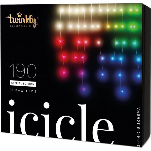 Гирлянда Twinkly Icicle RGBW 190, BT+ WiFi, Gen II, IP44 кабель прозрачный (TWI190SPP-TEU)