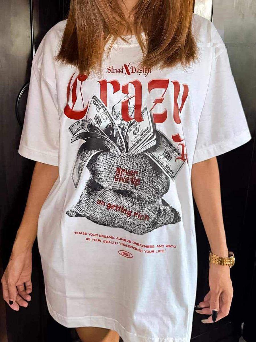 Футболка женская с принтом Pin-000-717 повседневная M Белый (2634324630)