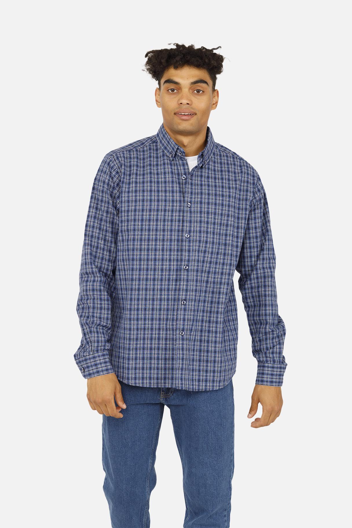 Рубашка мужская ЦБ-00258044 с длинным рукавом р. 46 Синий (SKT001015218) Рубашка мужская ЦБ-00258044 с длинным рукавом р. 46 Синий (SKT001015218)