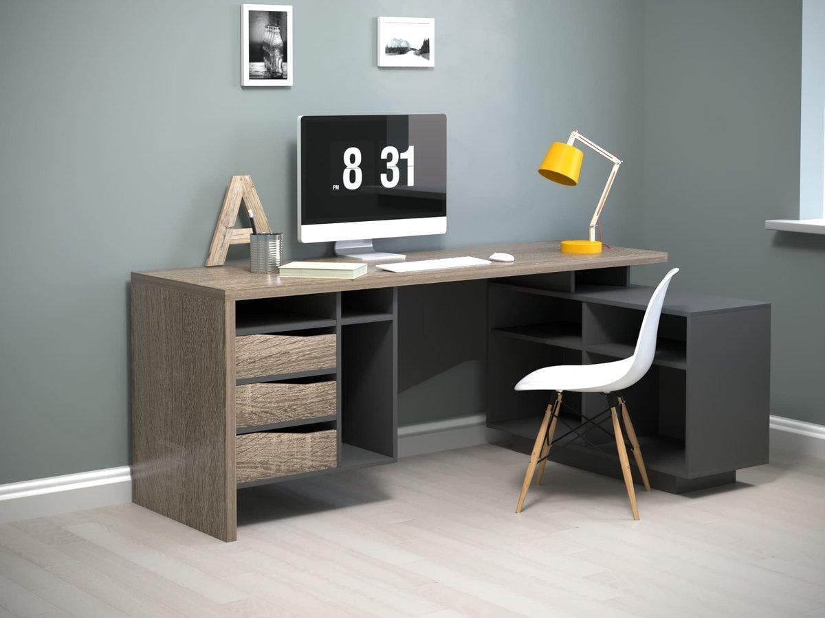 Компьютерный стол Intarsio CONNECT 2 R 1800х786 мм Дуб Сонома трюфель/Антрацит