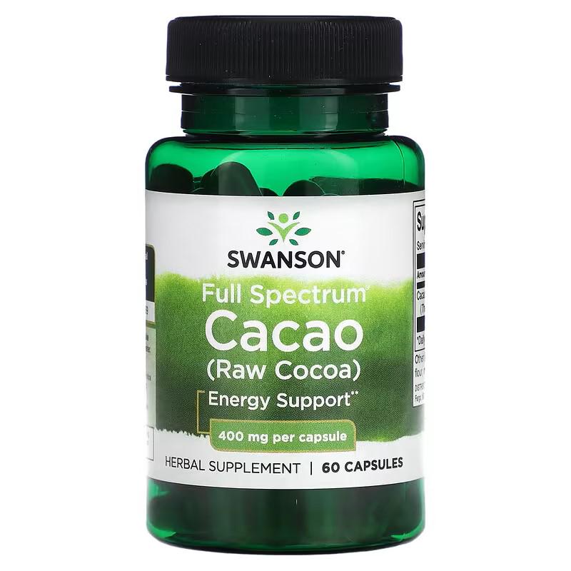 Плоды какао Swanson Full Spectrum Cacao Raw Cocoa 400 mg 60 капс.