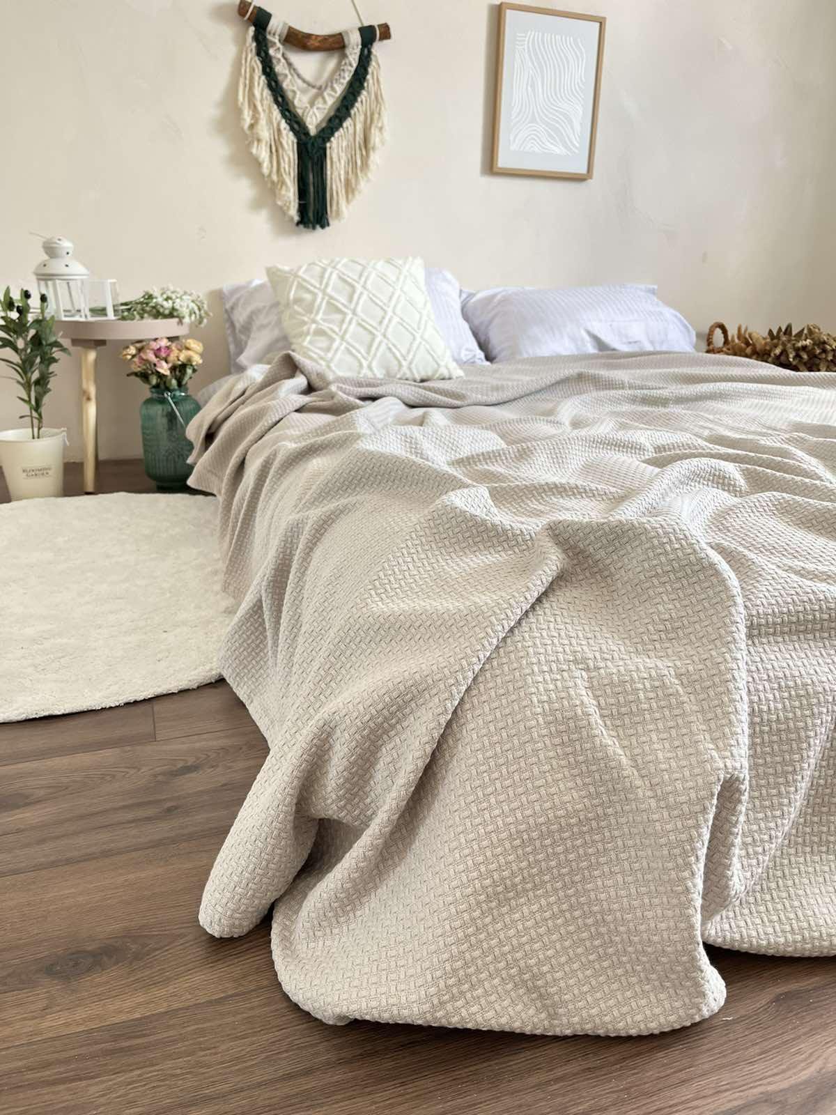 Покрывало хлопковое Wheat 220х240 см Серо-бежевый (18998882) - фото 2 Покрывало хлопковое Wheat 220х240 см Серо-бежевый (18998882) - фото 2