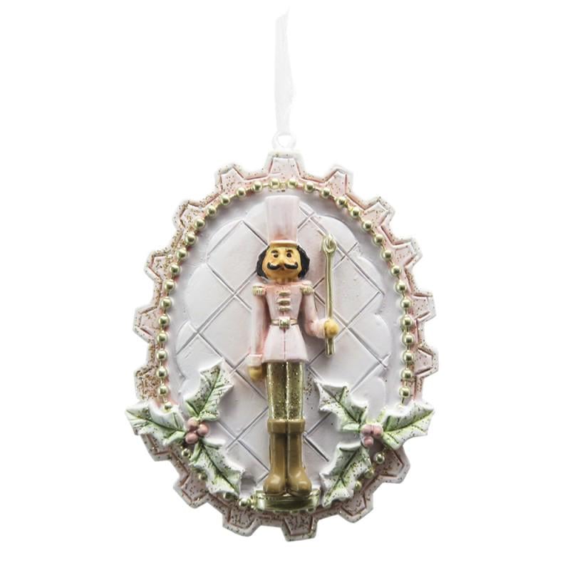 Новогодняя игрушка на елку Clayre&Eef декорация с щелкунчиком 6x1x8 см Розовый (6PR4862)