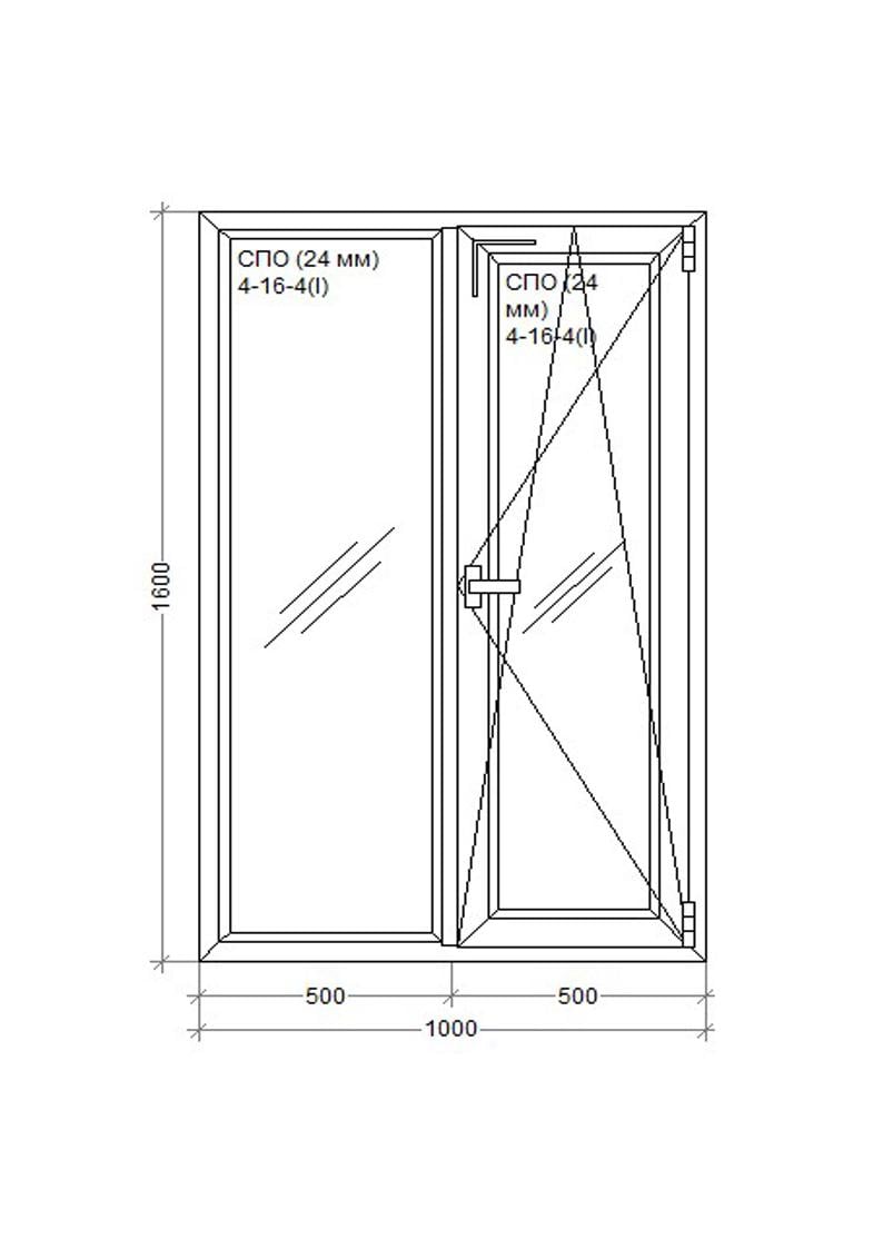 Окно металлопластиковое WDS 5S поворотно-откидное (1000х1600 мм) - фото 2