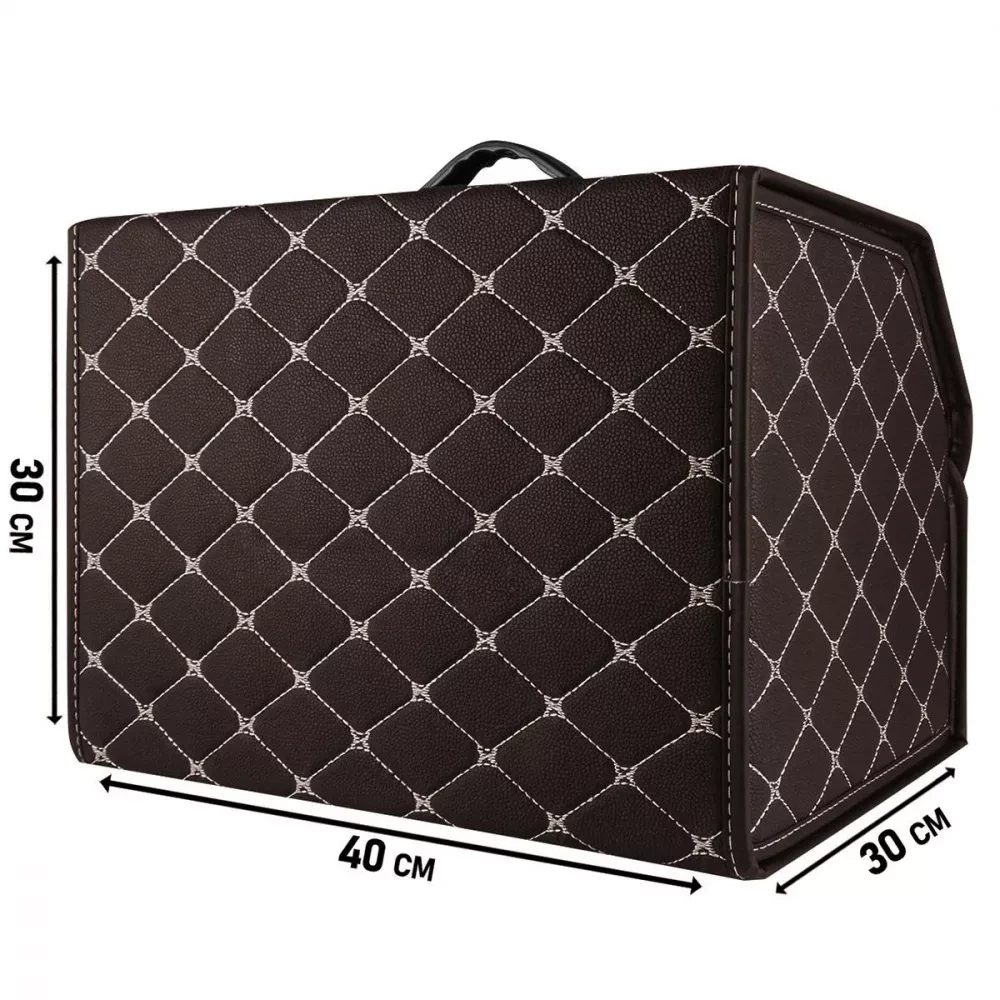 Органайзер в багажник автомобиля 40х30х30 см Коричневый с золотой нитью - фото 3 Органайзер в багажник автомобиля 40х30х30 см Коричневый с золотой нитью - фото 3