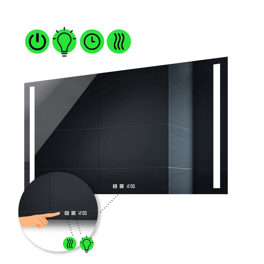 Зеркало с LED подсветкой Adelita с двумя сенсорами/часами и подогревом 80x60 см (Adelitag28)