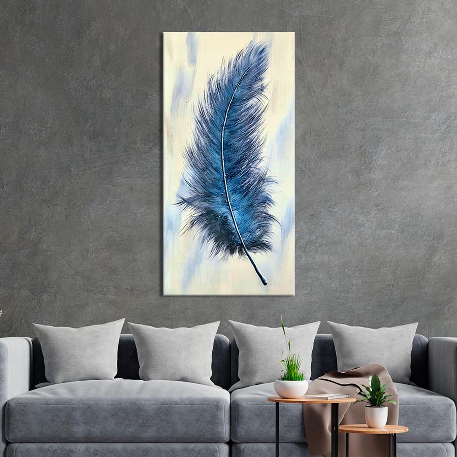 Картина на полотні Повітряне синє перо птаха 80x40 см (273VP_L) - фото 2 Картина на полотні Повітряне синє перо птаха 80x40 см (273VP_L) - фото 2
