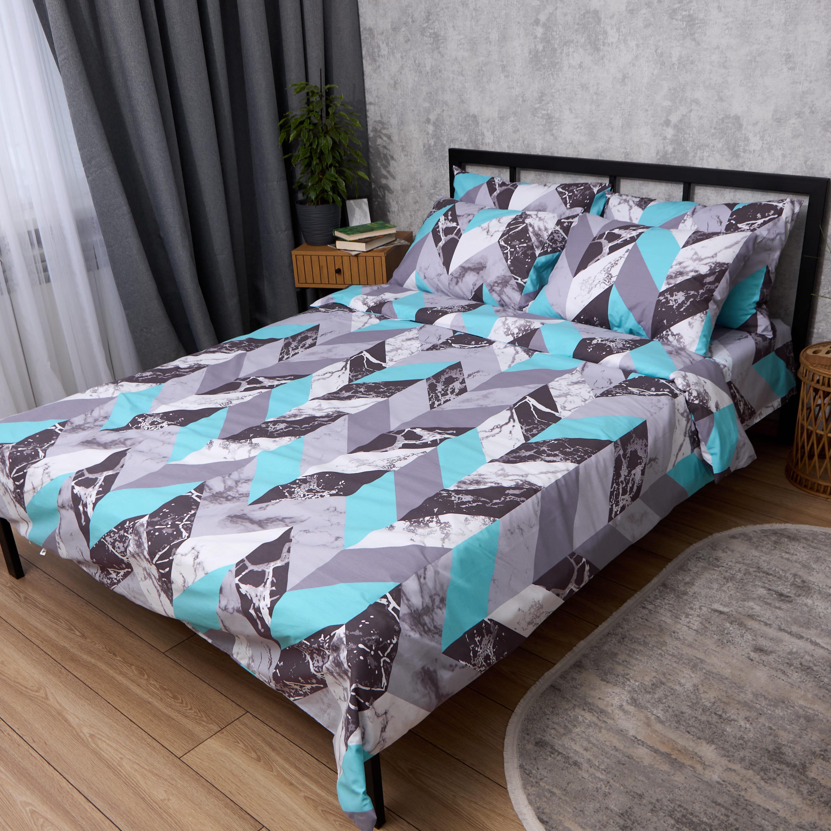 Комплект постельного белья Moon&Star Бязь Gold Люкс Aqua Loft евро 200х220 см наволочки 2 шт. 70х70 см (MS-820013137)
