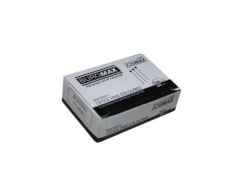 Шпильки Buromax 34 мм JOBMAX BM.5251 100 шт. Різнокольоровий (370643)
