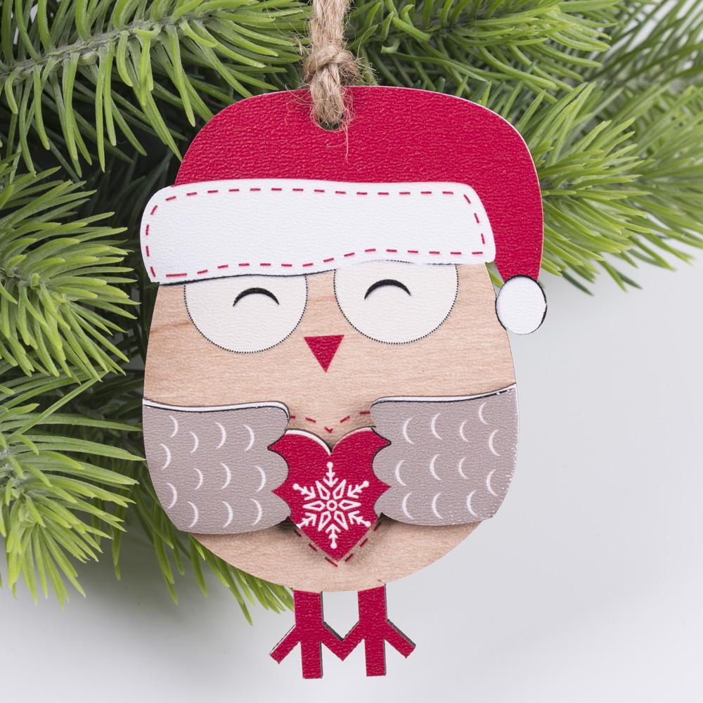 Подвеска новогодняя Сова с сердцем (5438-5)