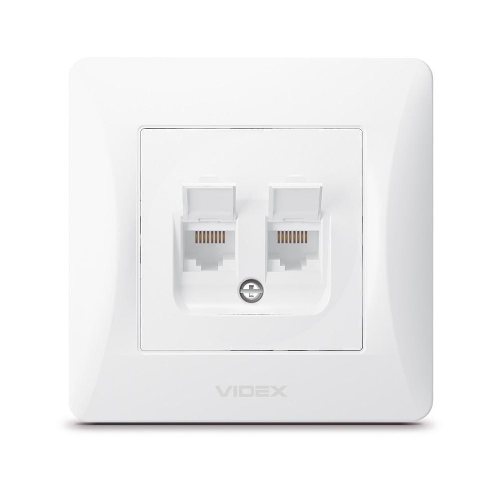 Розетка Videx Binera CAT6 подвійна комп'ютерна Білий