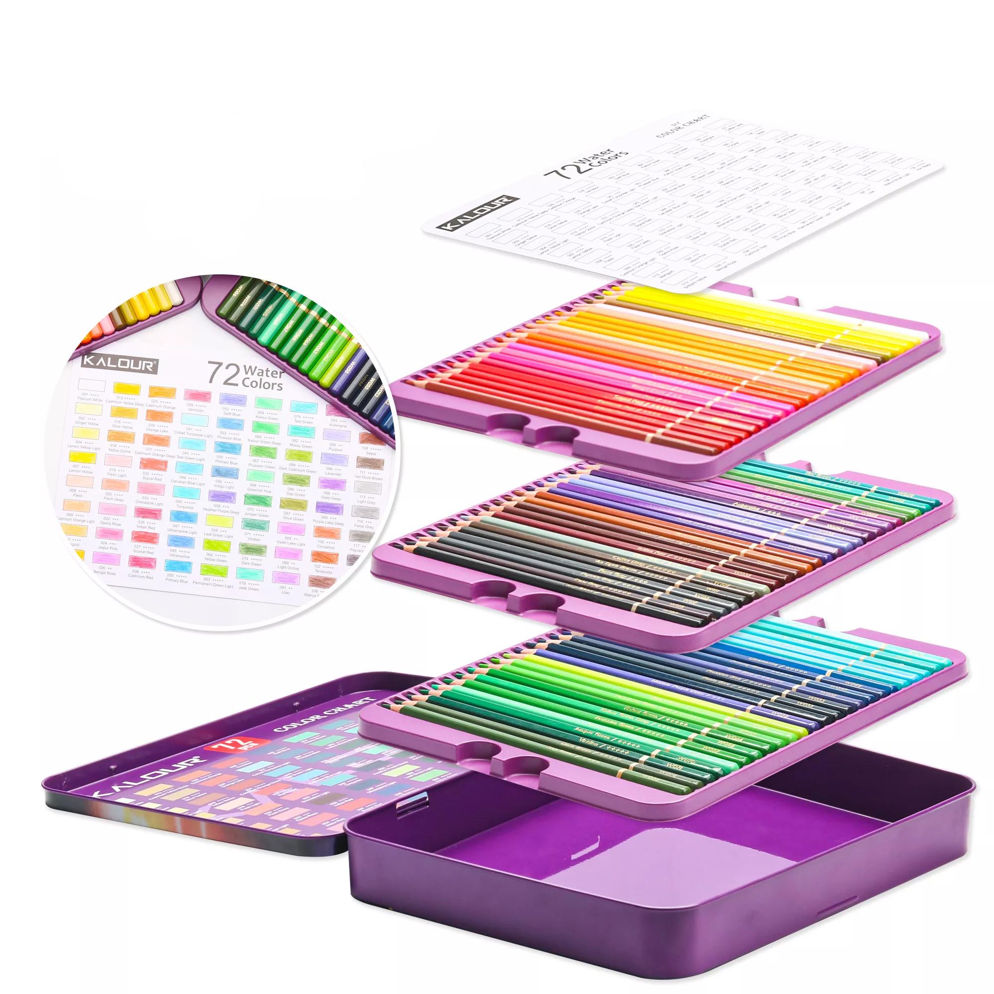 Набір акварельних олівців KALOUR 72 кольори в металевому пеналі (1556) - фото 4 Набір акварельних олівців KALOUR 72 кольори в металевому пеналі (1556) - фото 4