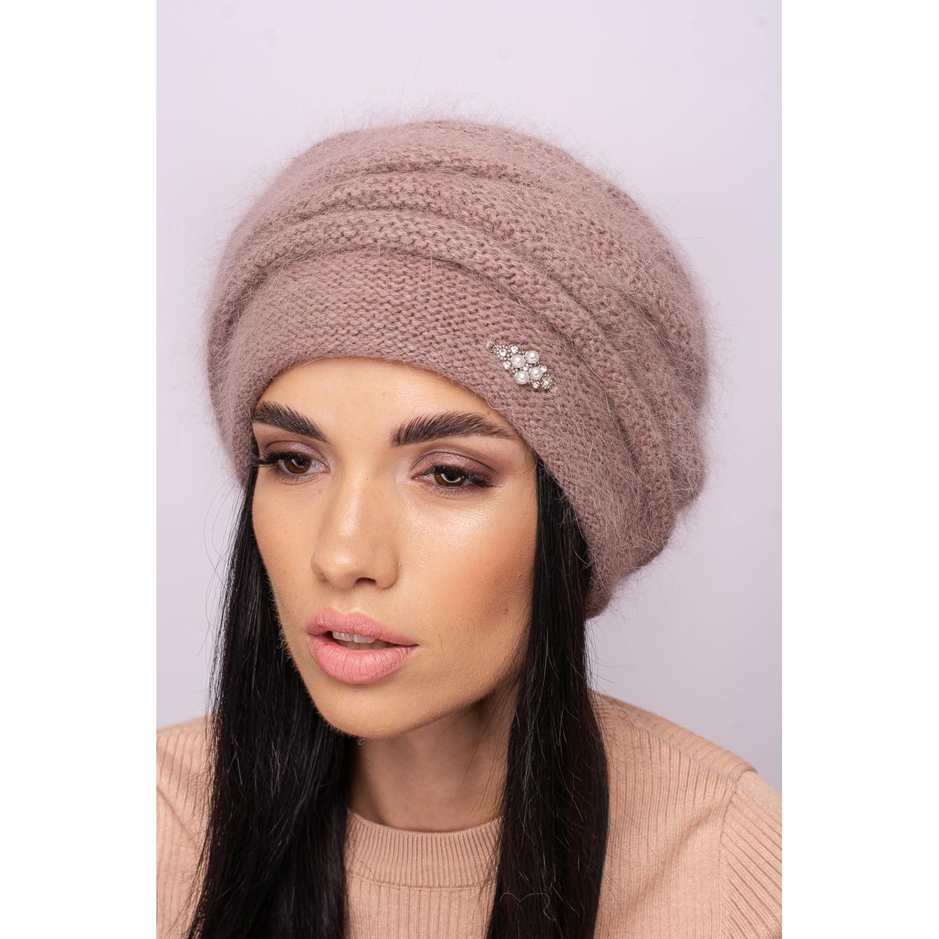 Шапка женская ангоровая двойная Leks Марго one size Кофейный - фото 1