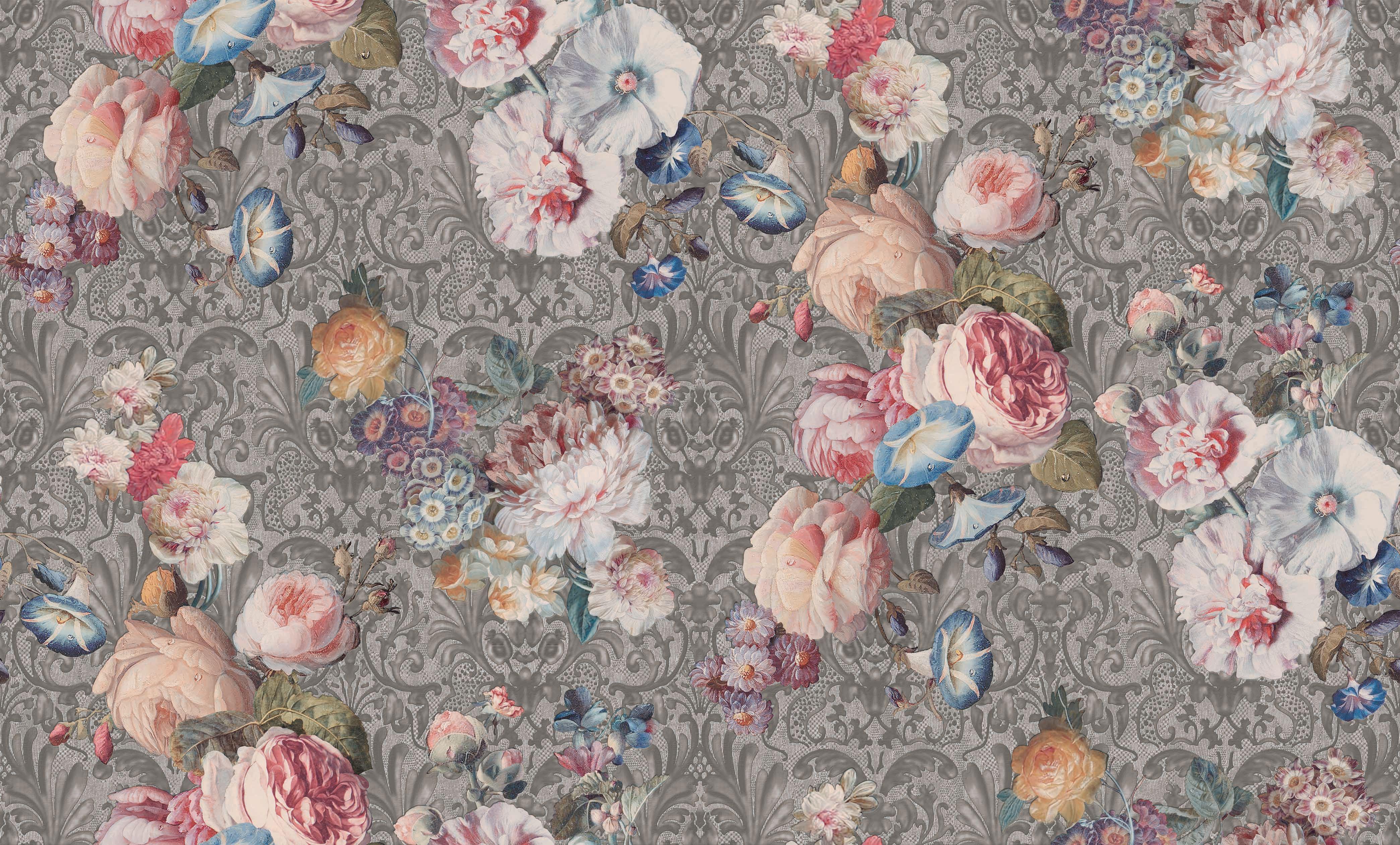 Обои виниловые на флизелиновой основе Samsara Yuanlong 881004 Серый/Розовый/Голубой