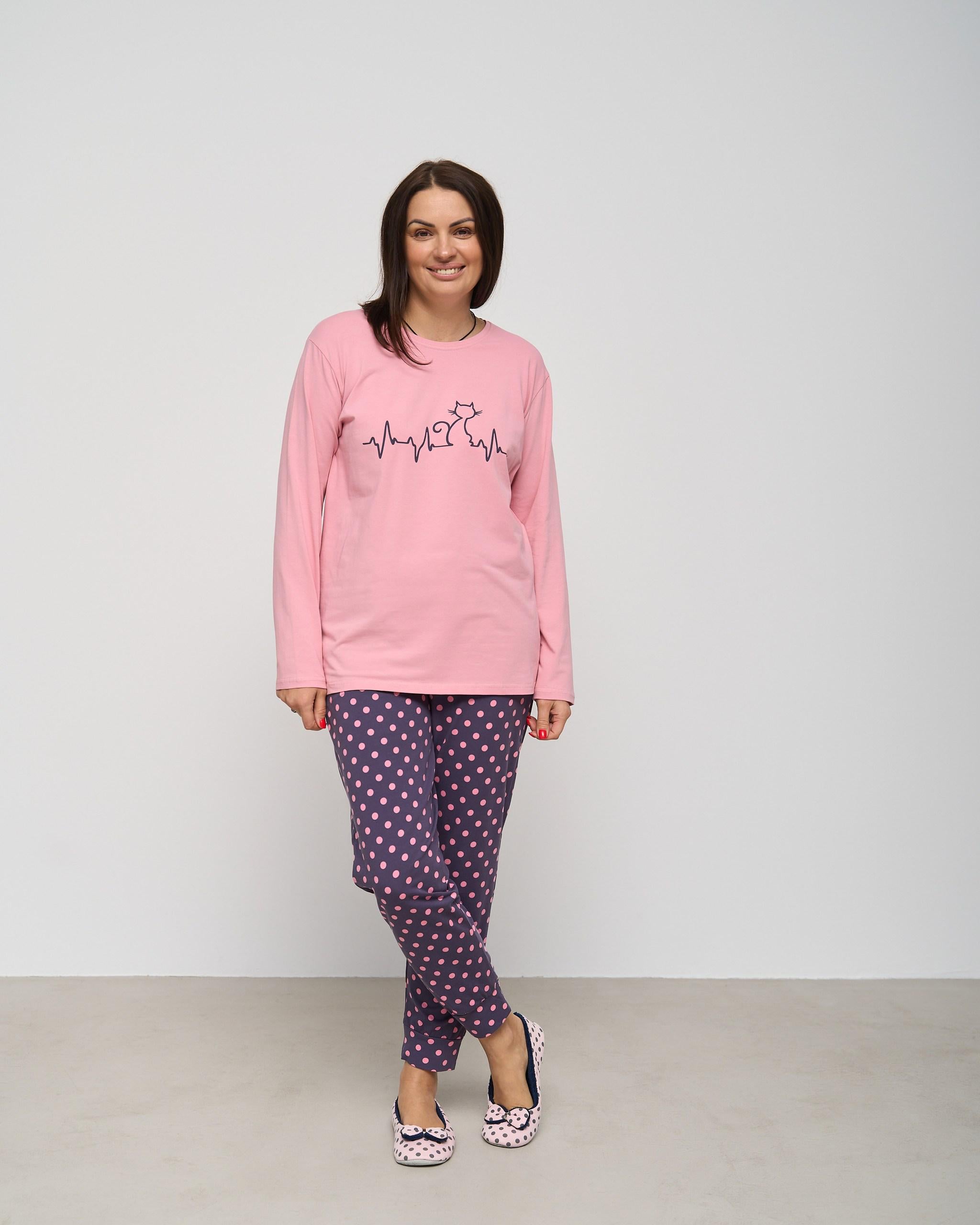 Пижама батальная с брюками Пульс Горошек 4XL Розовый (30061) Пижама батальная с брюками Пульс Горошек 4XL Розовый (30061)