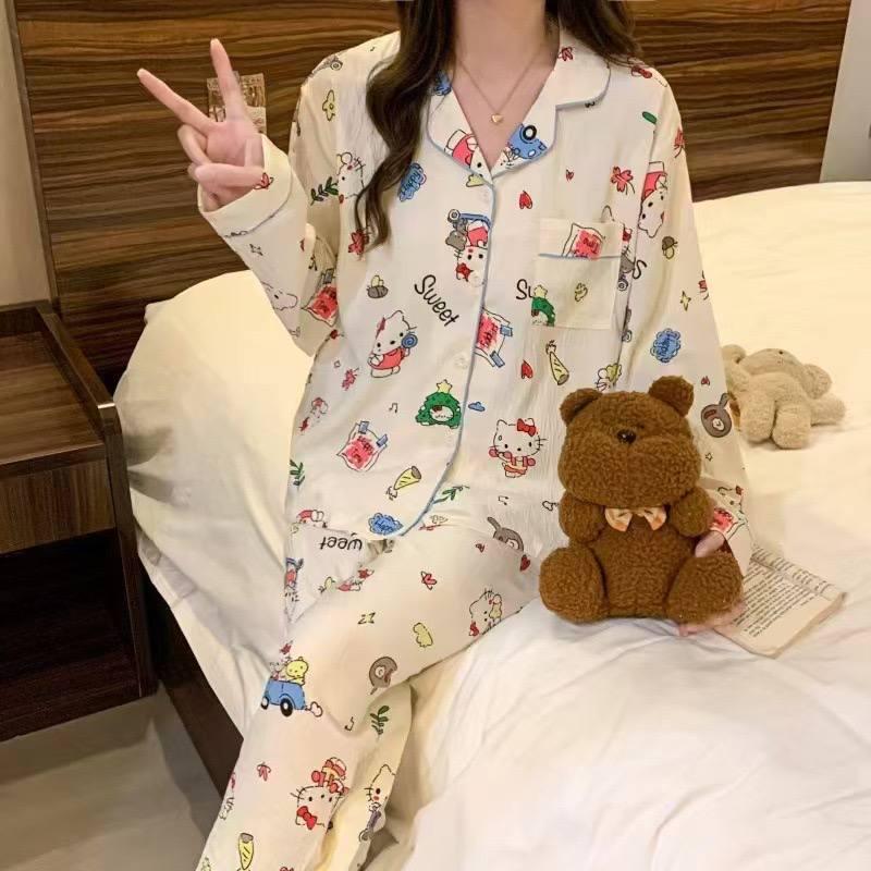 Пижама для девочки подростковая с принтом Hello Kitty из хлопка 152-160 см 10-13 лет Белый (10370) - фото 2