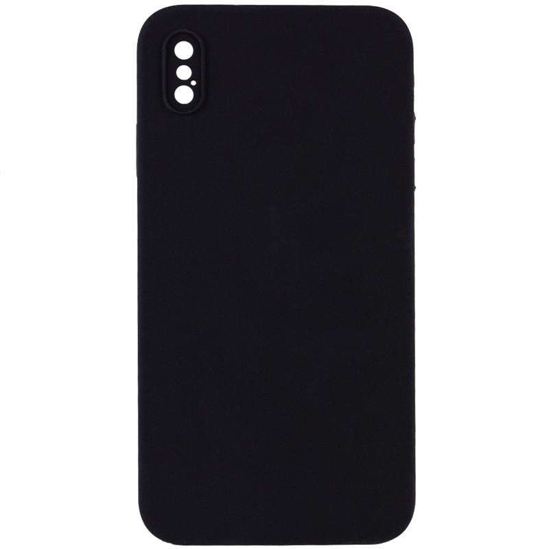 Противоударный чехол Silicone Case Square Full Camera Protective (AA) NOLOGO для Apple iPhone X / XS (5.8") Черный / Black