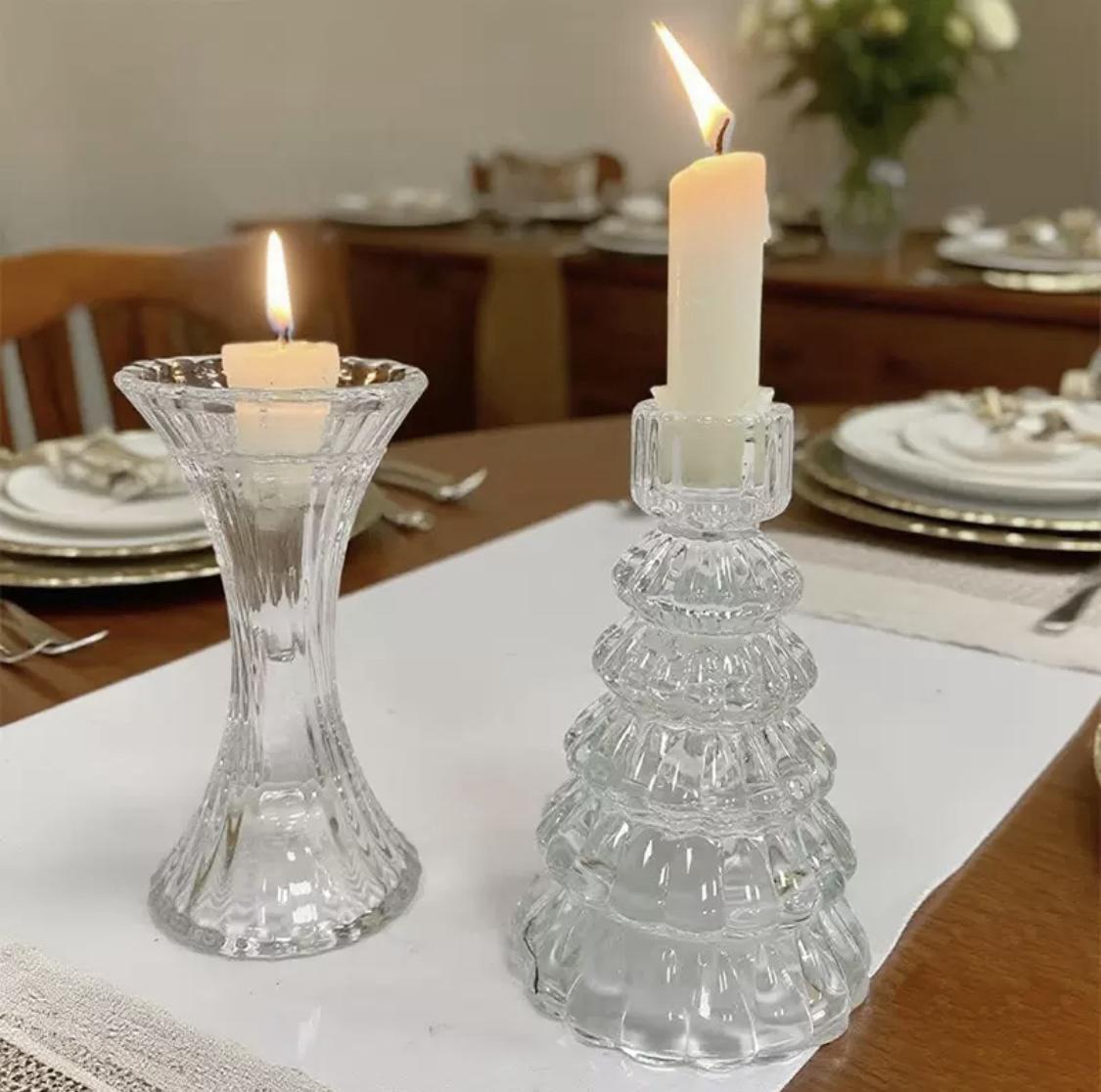 Набір підсвічників скляних Ялинковий каскад 3 шт. 13,3 см Прозорий (90811) - фото 3