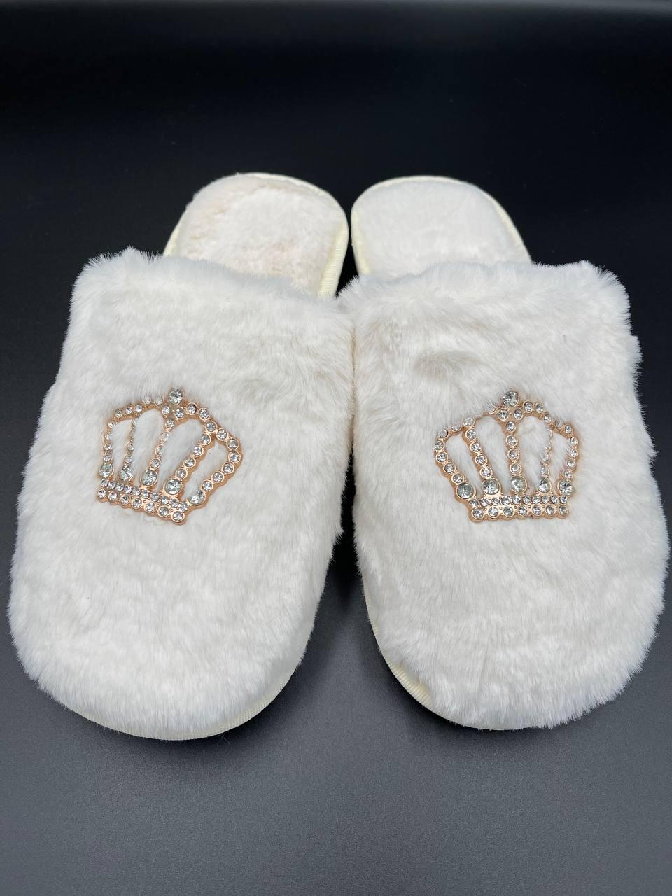 Домашние тапочки женские TvoePolo р. 36 Белый (2W-06-02-корона-36)