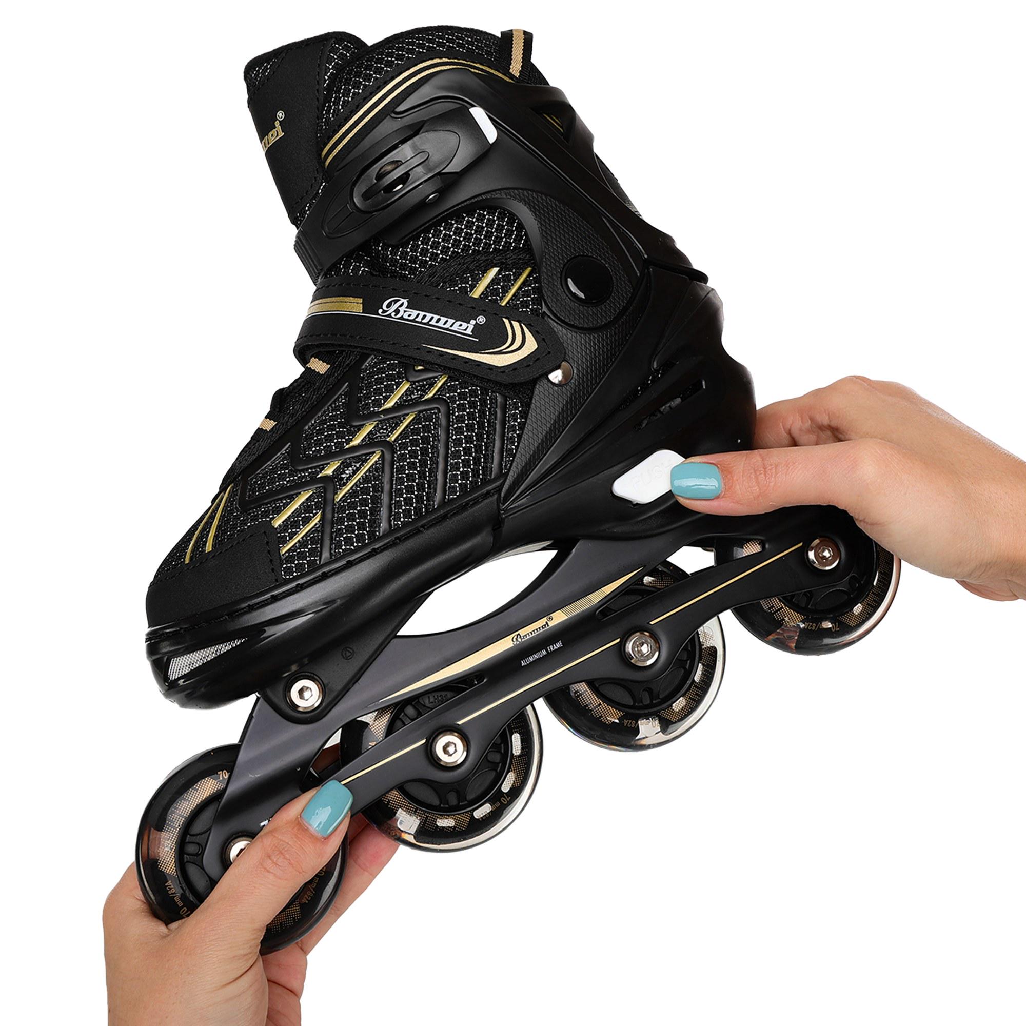 Роликовые коньки Banwei BW-129 раздвижные колеса светящиеся р. 31-34 Черный (BW-129_Черный_S_(31-34) - фото 12 Роликовые коньки Banwei BW-129 раздвижные колеса светящиеся р. 31-34 Черный (BW-129_Черный_S_(31-34) - фото 12