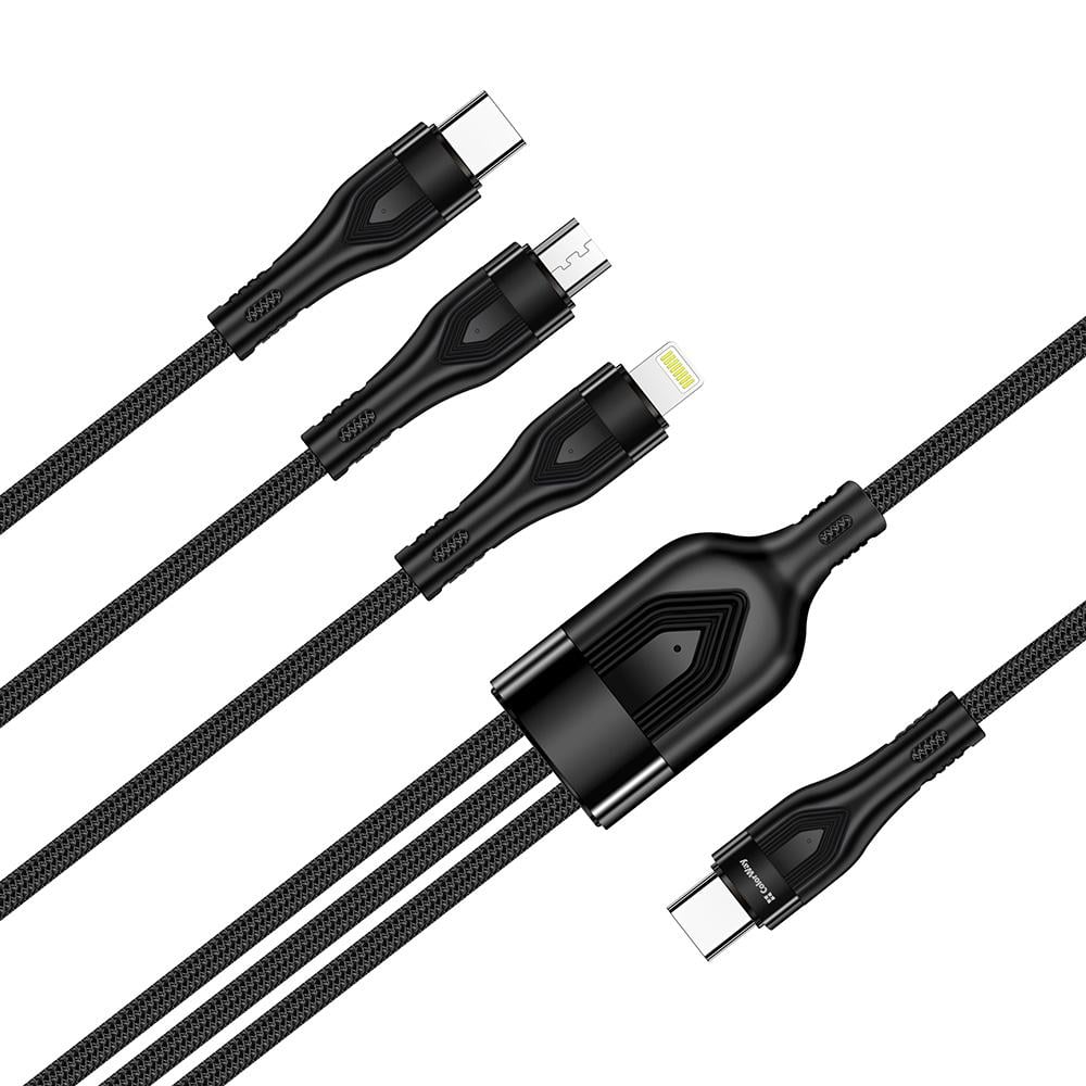 Кабель Colorway Type-C to 3в1 Lightning/MicroUSB/Type-C 3A PD60W data 1.2 Black (CW-CBPDU3060-BK)