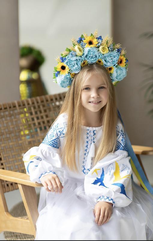 Сукня вишиванка Ластівки святкова для дівчинки 110 см Білий - фото 2