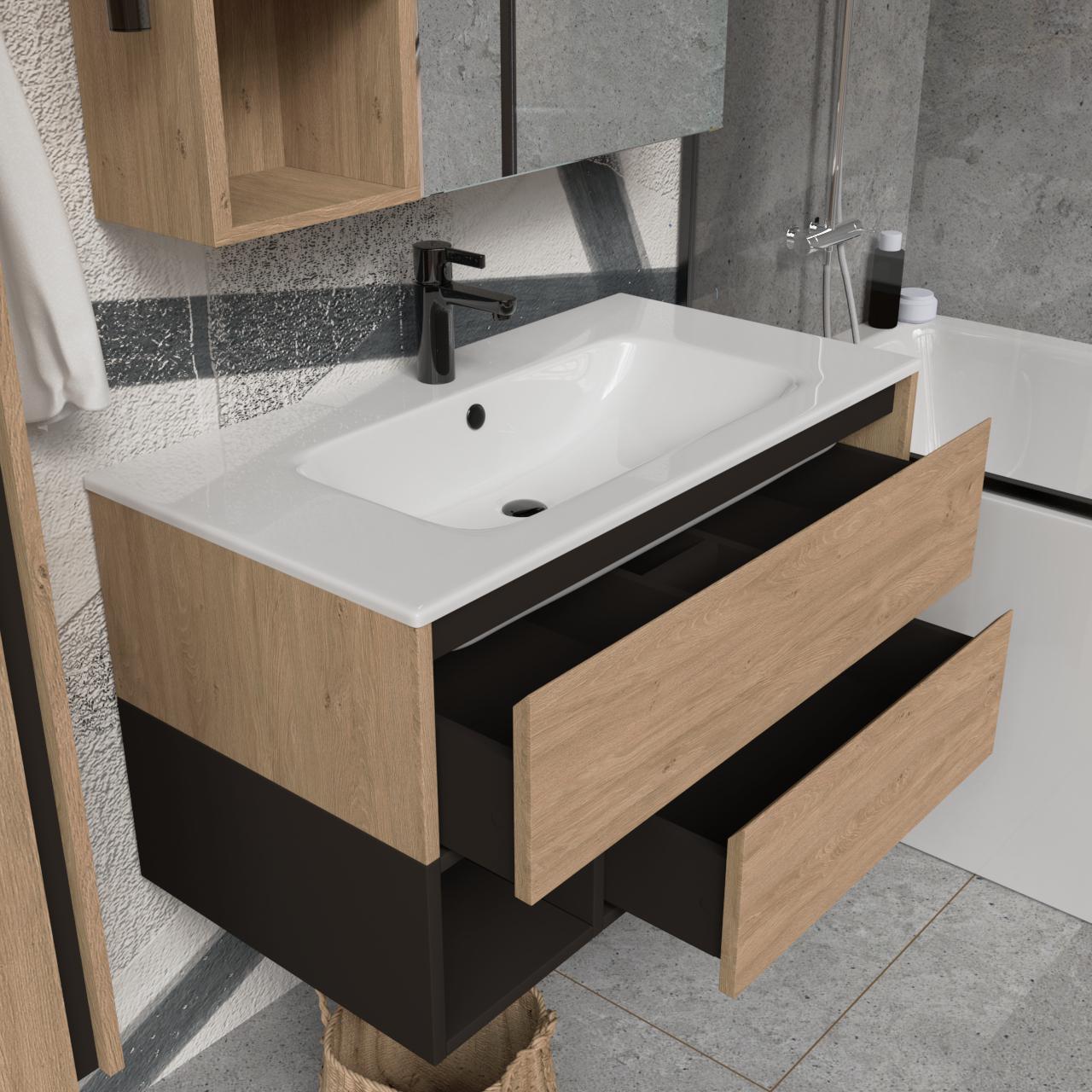 Тумба підвісна з раковиною MVK Vostok Craft 90 В2 900х450х530 мм Дуб кам'яний (c290db) - фото 3 Тумба підвісна з раковиною MVK Vostok Craft 90 В2 900х450х530 мм Дуб кам'яний (c290db) - фото 3