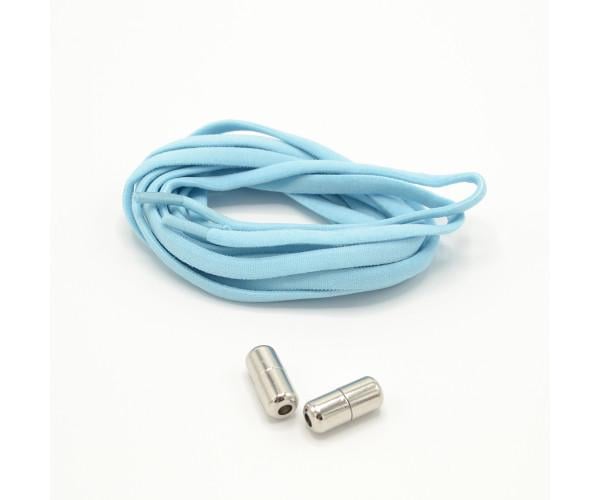 Шнурки еластичні велюрові з фіксаторами без зав'язок 90 см Блакитний