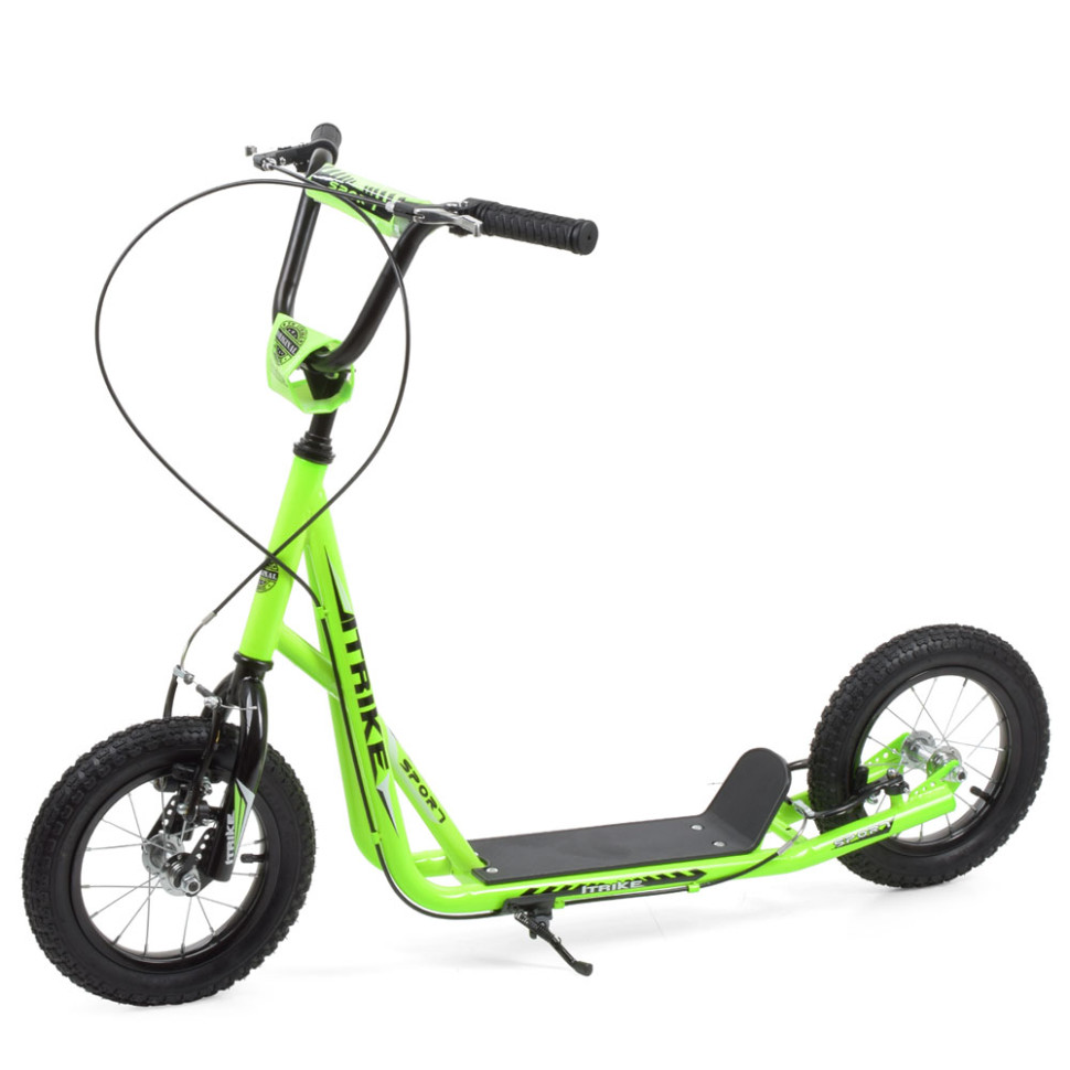 Самокат міський iTrike від 6 років підлітковий двоколісний з гумою колеса Зелений (DS-171-S-239)