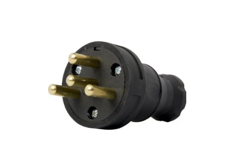 Силова вилка E.NEXT e.plug.rubber.030.25 3P+N 25А 250 В переносна каучук IP44 Чорний (s9100028)