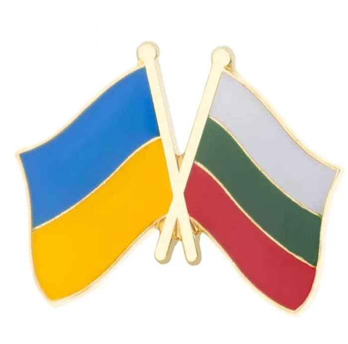 Значок-пин двойной friendship flag Украина-Болгария