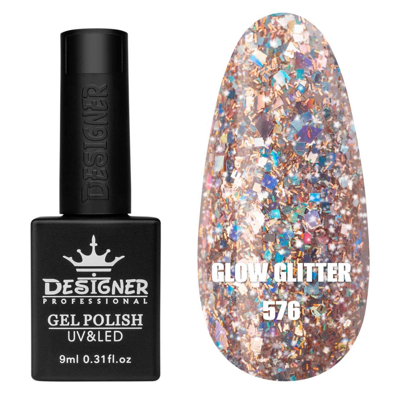 Гель-лак для маникюра Clow Glitter Дизайнер с хлопьями хамелеон 9 мл №576