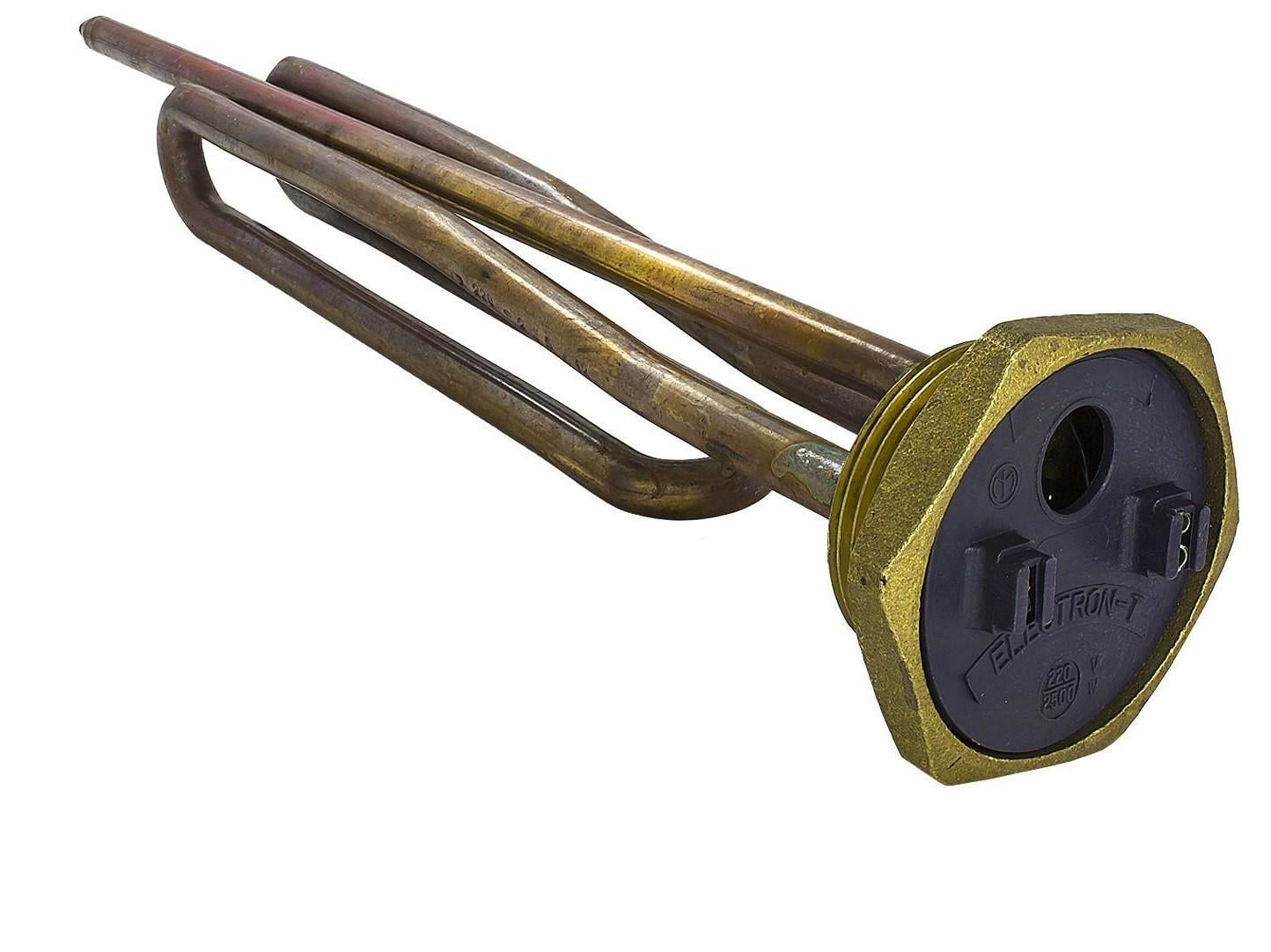 Вигнутий тен для бойлера Electron-T 2500 W 220 V Різьба 1 1/4" з міді (165мідь)
