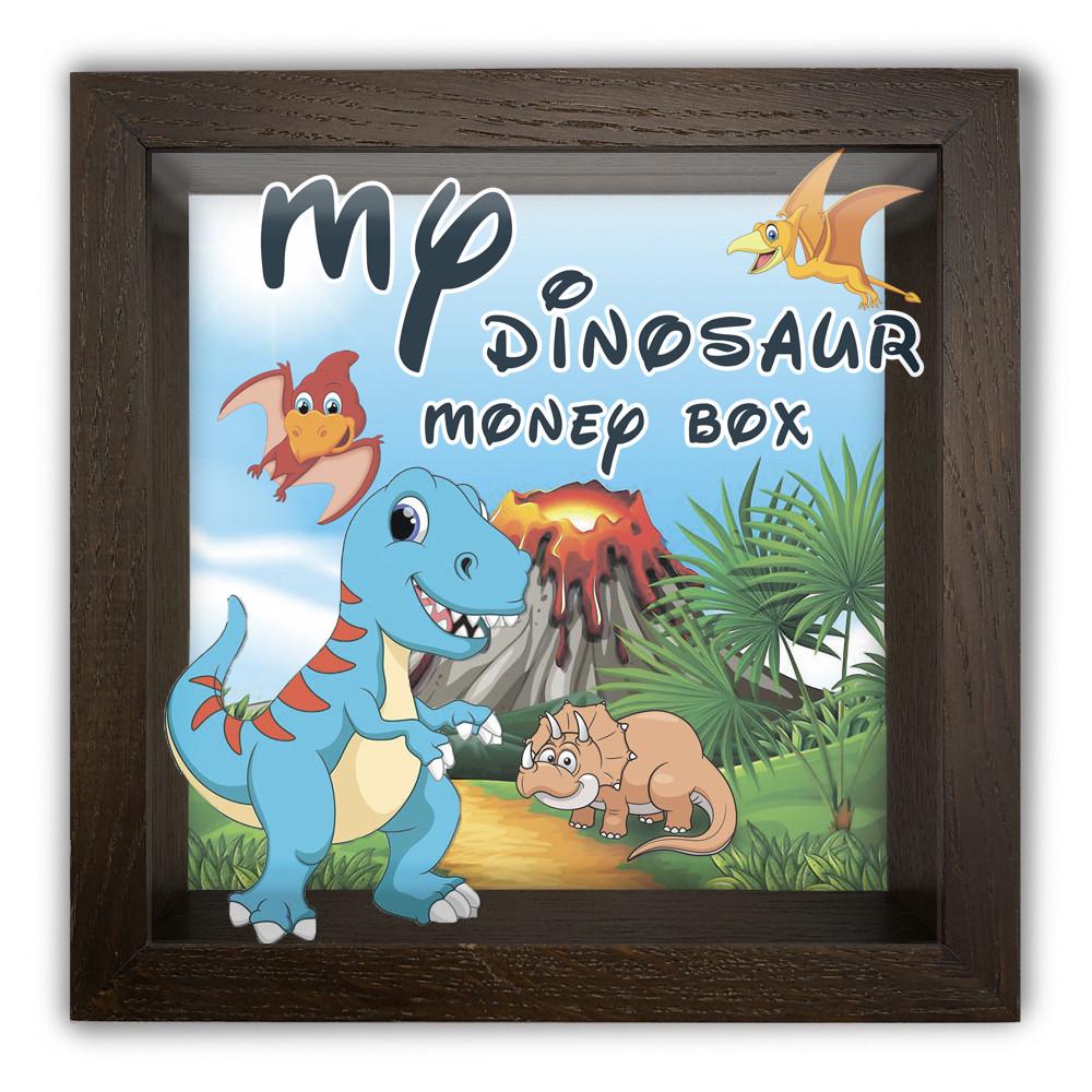 Скарбничка My dinosaur money box дерев'яна 20x20x6,5 см Коричневий (хркп0011ка)