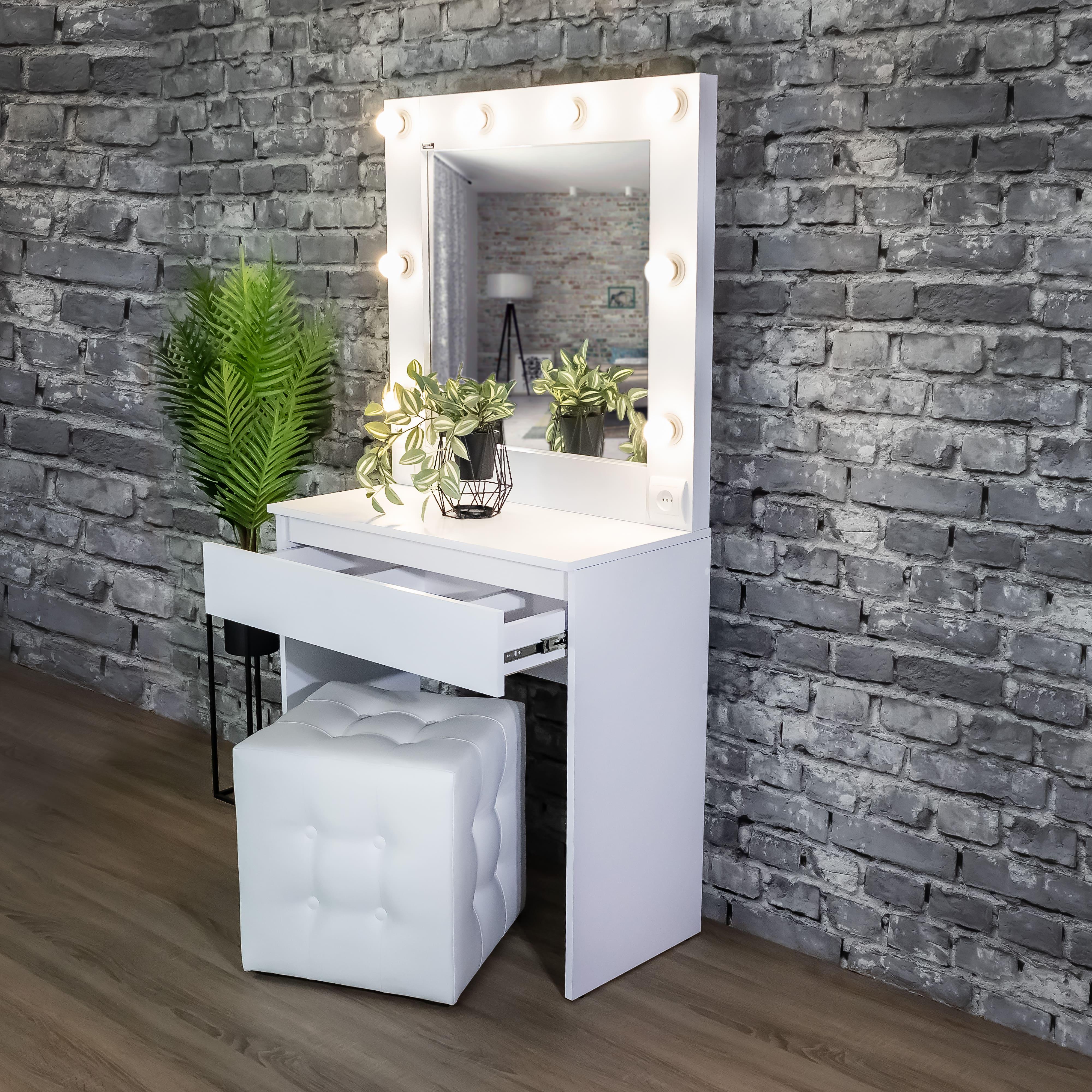 Стіл макіяжний з Led лампами 160х80х40 см Білий (01/1) - фото 4