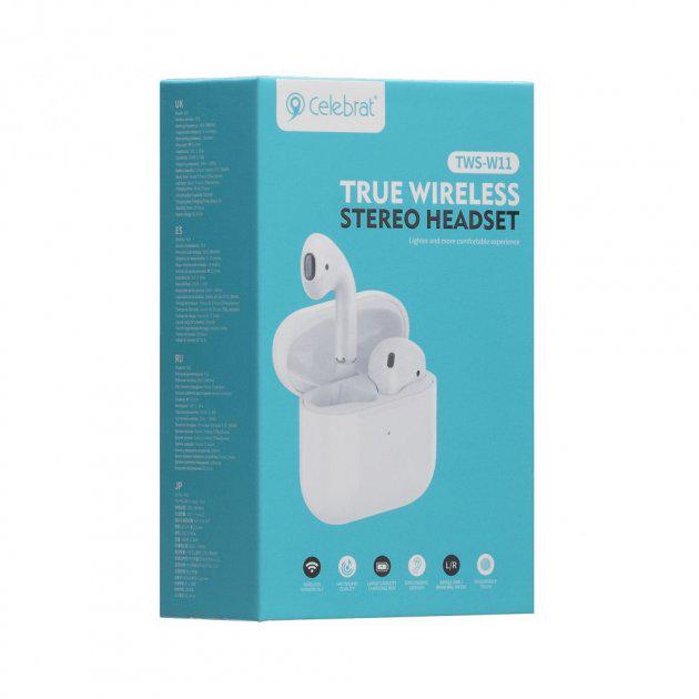 Наушники Bluetooth Celebrat TWS-W11 White (54781) - фото 7 Наушники Bluetooth Celebrat TWS-W11 White (54781) - фото 7